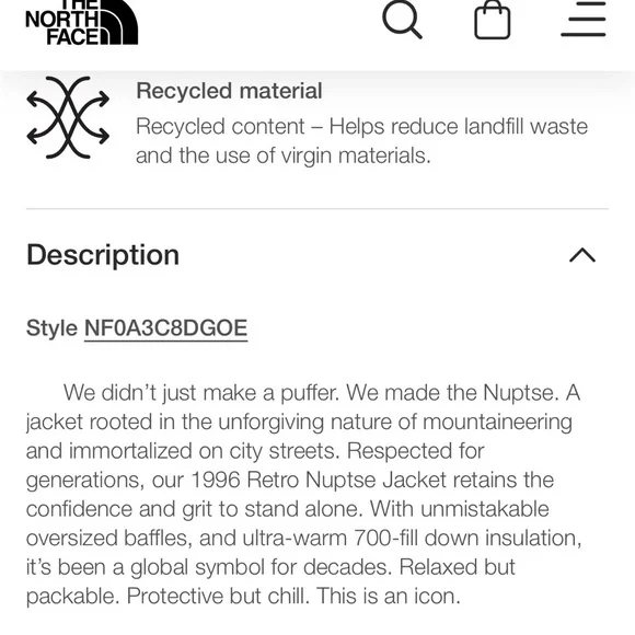 North Face 1996 Men’s Retro Nuptse Jacket size medium - Picture 14 of 16